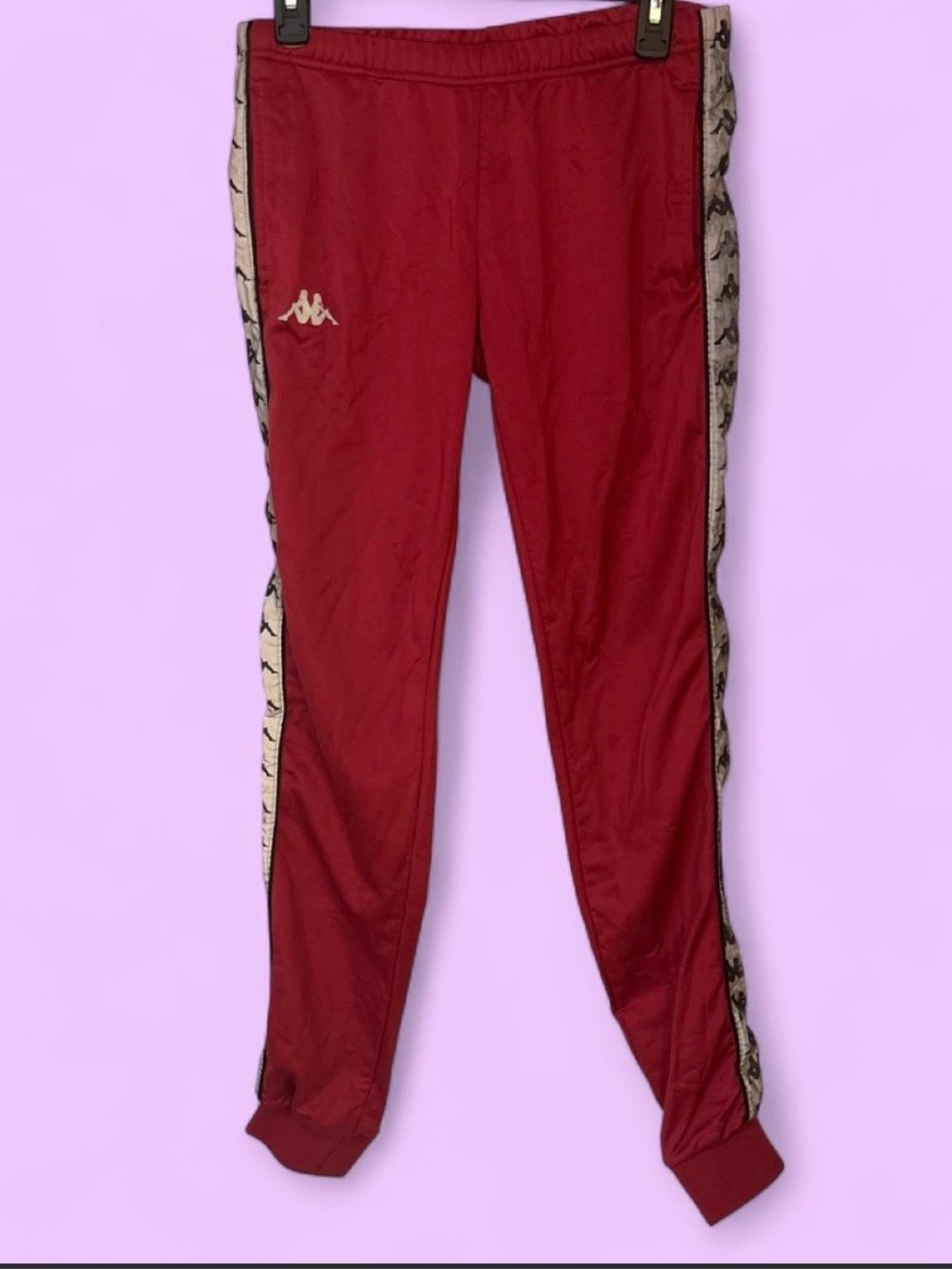 Kappa Burgundy Joggers with Logo Side Tape